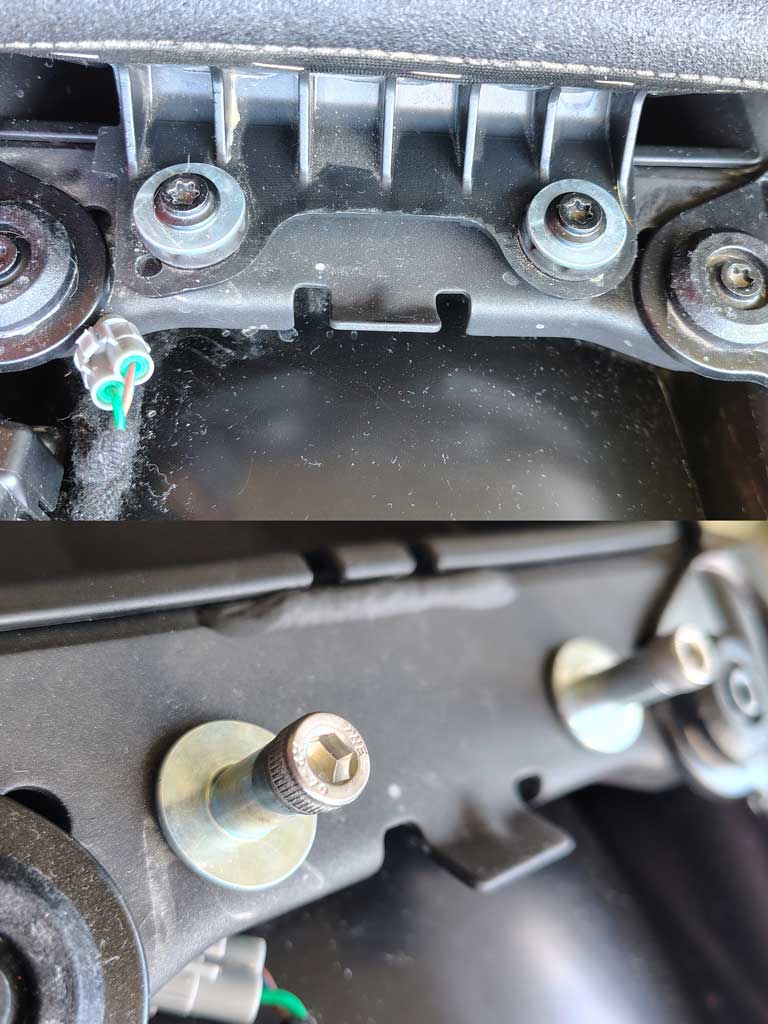 Ubicación de tornillos del asiento